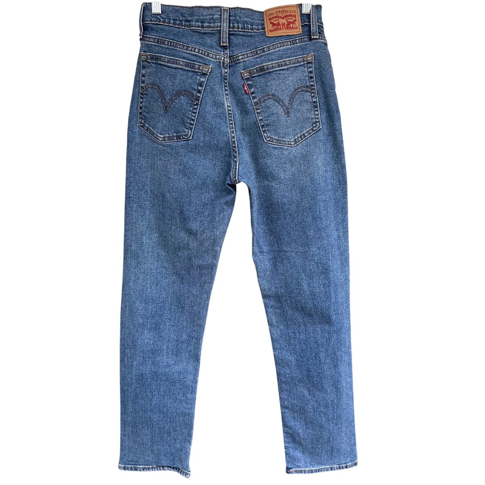 Levis Wedgie Straight High Rise Button Fly Jeans Medium Wash Blue Size 27 - Picture 2 of 8